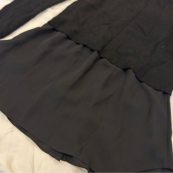 Aqua 100% Cashmere Black Peplum Sweater with Button Detail on Shoulder Medium - Picture 8 of 8